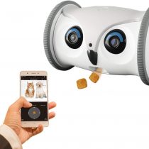 SKYMEE Owl Robot: Movable Full HD Pet Camera with Treat Dispenser, Interactive Toy for Dogs and Cats, Mobile Control via App (2.4Ghz WiFi)