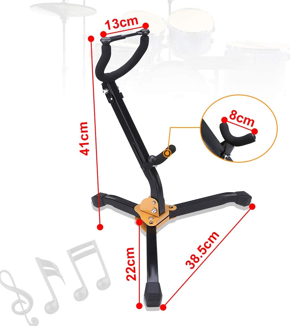 LOLUNUT Saxophone Stand, Foldable Alto/Tenor Sax Stand, Adjustable Metal Triangle Base Design, Black - Image 3