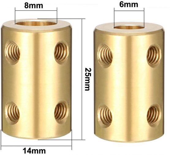 sourcingmap 6mm to 8mm Bore Rigid Coupling Set Screw L22XD14 Copper,Shaft Coupler Connector,Motor Accessories,2pcs - Image 3