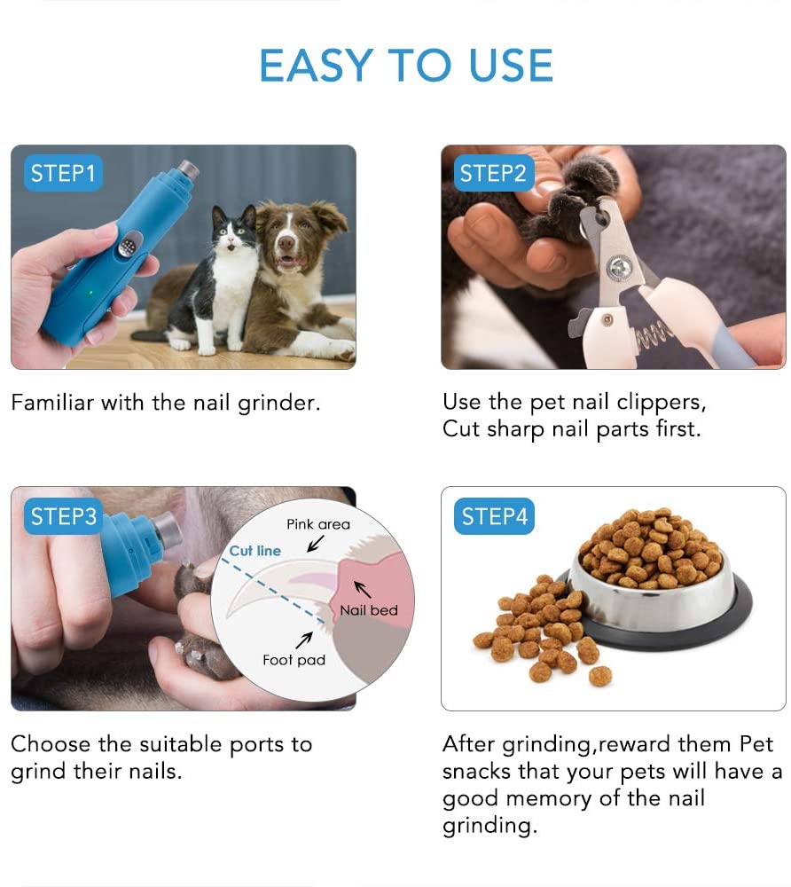 BASEIN Pet Nail Grinder, Dog Nail File Pet Nails Trimmer,50 DB Ultra