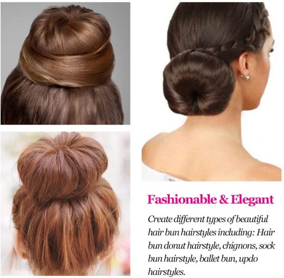 Hair Donut Bun Maker,MORGLES Hair Bun Maker 7pcs Blonde Hair Ring Style with 5pcs Hair Elastic Bands, 20pcs Hair Pins for Chignon Hair Styles Ballet Dancers Kids Girls - Image 4