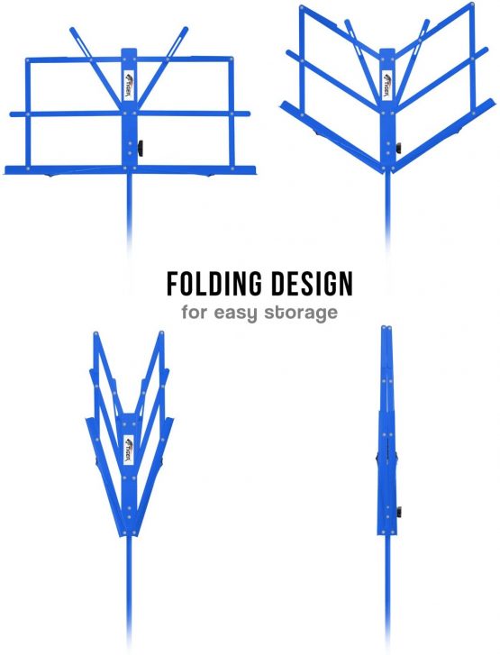 Tiger Easy Folding Sheet Music Stand with Bag - Portable Folding Music Stand in Blue - Image 2