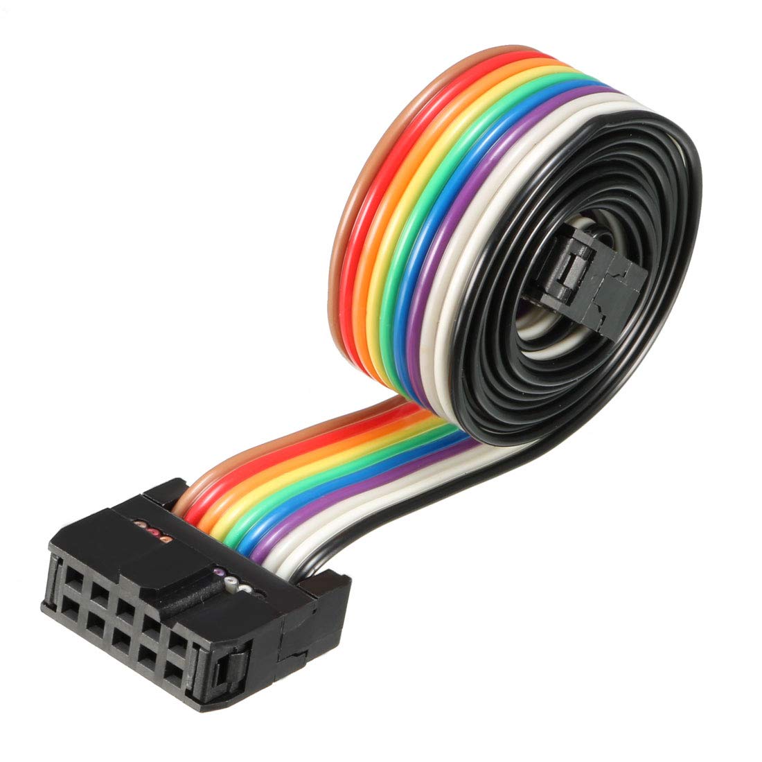 sourcing map IDC Rainbow Wire Flat Ribbon Cable 10 Pins 66cm Length 2.54mm Pitch Type-B, 10P-66cm