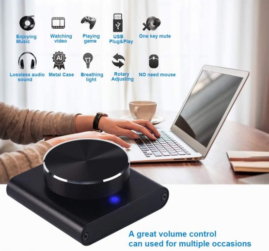 USB Volume Control Knob, COOIDEA Volume Controller, Multimedia Controll Knob with one Key Mute/Pause Function for PC, Support Windows/Mac/IOS/Android/Linux (Black) - Image 2