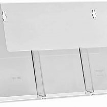 taymar® Table Brochure Holder/Flyer Stand with 3 Compartments for DIN Long (DL), Transparent