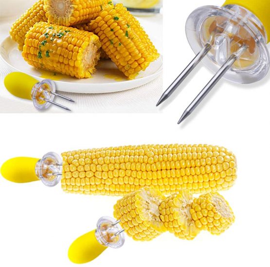 Homo Trends 8 Pairs Corn on the Cob Holders, ABS Handle Stainless Steel Corn on the Cob Skewers and 8.3 Inch Silicone BBQ Brush for Home Cooking, BBQ, Picnics, Camping and Parties - Image 2