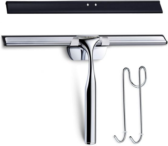 Love-KANKEI Stainless Steel Shower Squeegee with Silicone Wiper Lip Duschabzieher