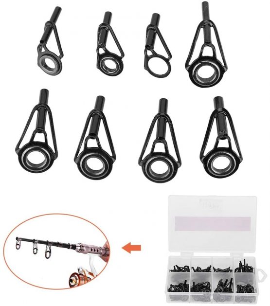 Alomejor 80pcs Fishing Rod Guides Set ProStainless Steel 8 Sizes Eye Ring Sea Fishing Pole Line Guide Set with Case for Saltwater Freshwater Fishing - Image 4