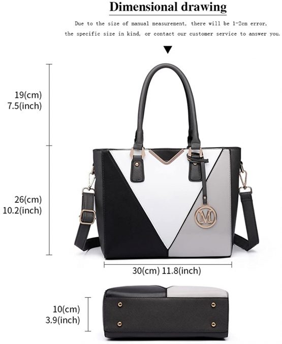 Miss Lulu Leather Look V-Shape Shoulder Handbag - Image 4