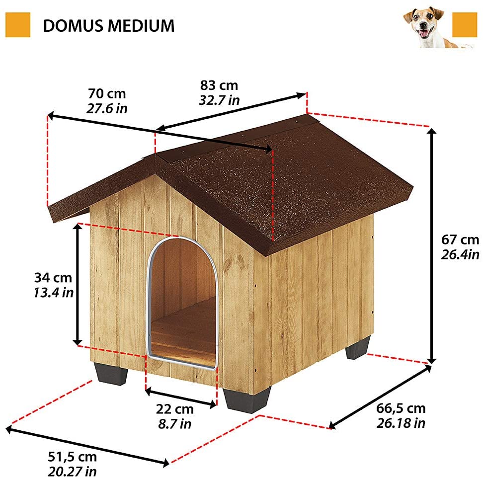 Ferplast DOMUS M FSC Wooden Dog House, Opening Roof with Lock, Waterproof & Anti-UV, Ventilation Grille - Image 2