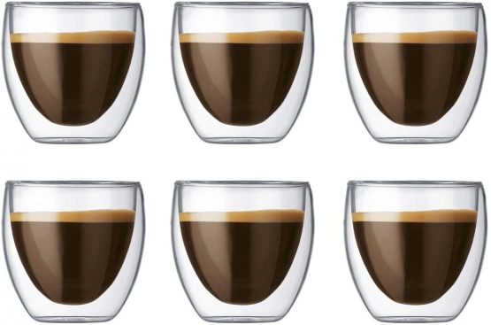 Bodum PAVINA Double Walled Thermo Glasses 0.08 L, 2.5 oz, Pack of 6