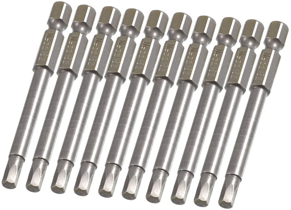 sourcing map 10 Pcs 1/4" x 65mm x 4.6mm x 4mm Magnetic Hex Hexagon Screwdriver Bits Gray, Variety pack