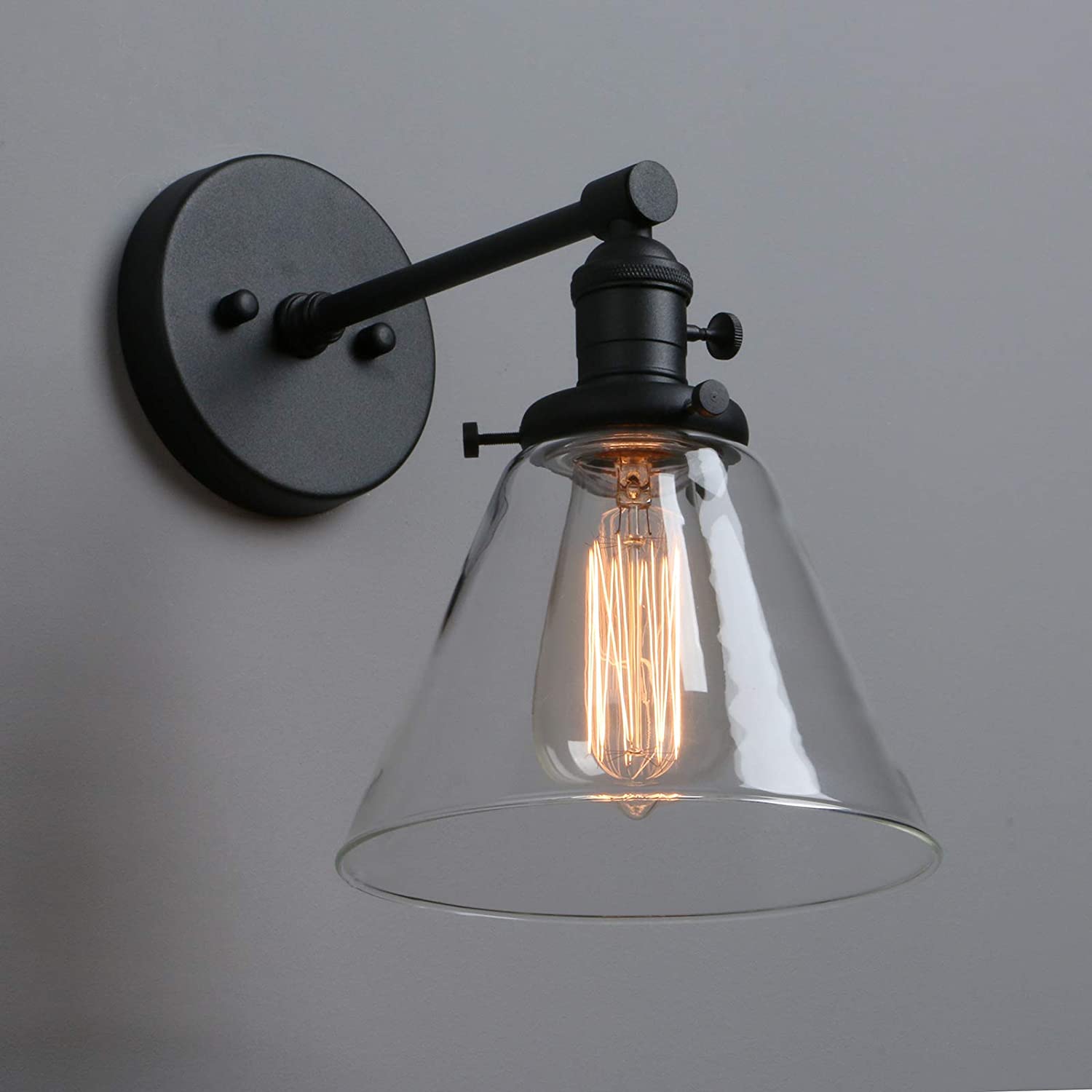 Phansthy Edison Industrial Wall Sconce 7.3 inch Vintage Brass Glass Wall Light Fixture Decorative Lighting for Kitchen Living Room - Image 2