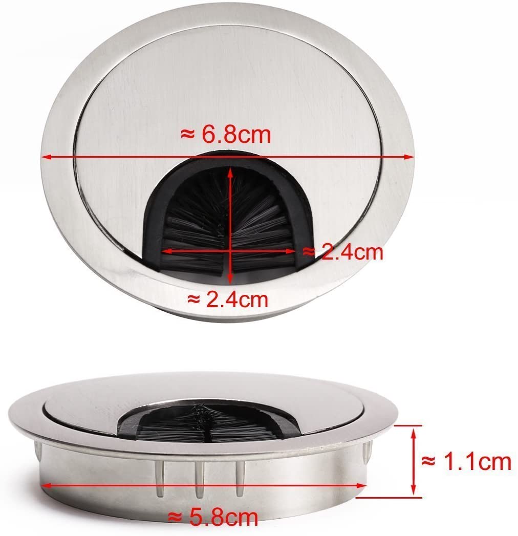 Vigorous 60mm Desk Table Grommet Stainless Steel Cable Tidies Port Hole Covers (Brushed Steel), Gold, 1Pack - Image 2