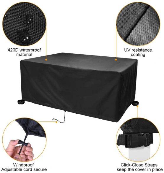 Landrip Garden Furniture Covers,Garden Table Covers Rectangular, Rattan Patio Furniture Set Cover,Cover for Garden Furniture,Waterproof Heavy Duty Oxford Patio Table Covers (180x120x74CM) - Image 4