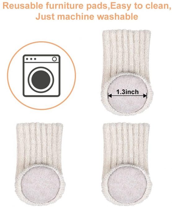 Ezprotekt 24 PCS Chair Socks High Elastic Floor Protectors Non Slip Chair Leg Feet Socks Covers Furniture Caps Set, Fit Diameter from 1" to 2",Knitted Furniture Pads, Beige - Image 2