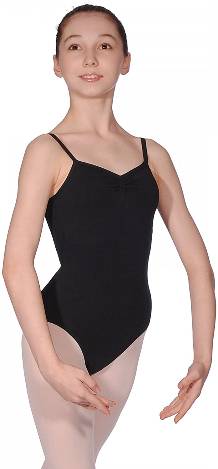 Roch Valley Ava Cotton/Lycra Camisole Leotard, Black, Age 11-13