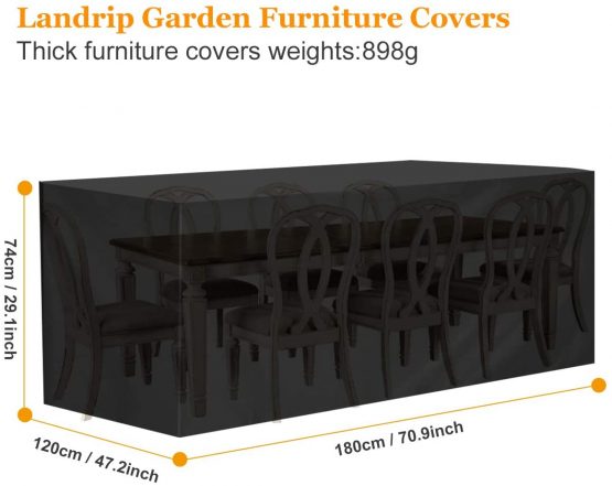 Landrip Garden Furniture Covers,Garden Table Covers Rectangular, Rattan Patio Furniture Set Cover,Cover for Garden Furniture,Waterproof Heavy Duty Oxford Patio Table Covers (180x120x74CM) - Image 3