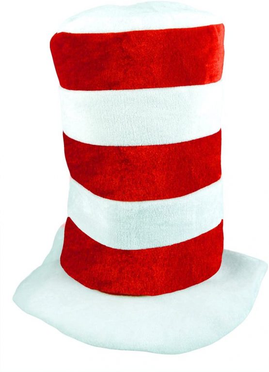 Childrens Childs Red White Tall Hat Book Day Fancy Dress Cat Theme