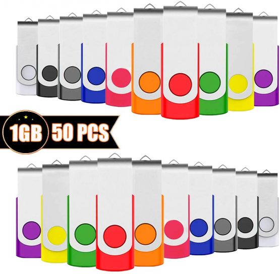 Coloured USB Sticks EASTBULL 1GB Memory Sticks 50 Pack Small USB 2.0 Flash Drives Bulk USB Sticks Swivel Thumb Drive Pen Drive (1GB 10-Multicolor)