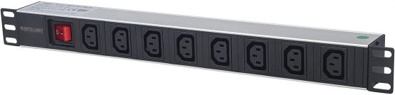 Intellinet 163620 19" 1U Rackmount 8-Output C13 Power Distribution Unit (PDU), With Removable Power Cable and Rear C14 Input