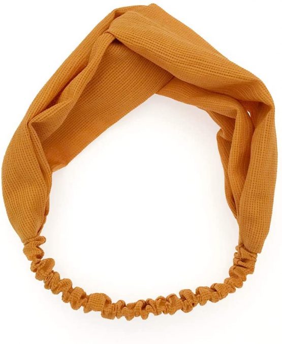 KAEHA FD-0001-07 Knot Cross Braided Yoga Elastic Fabric for Women Girls Headband Hair Band Solid Colour, Yellow