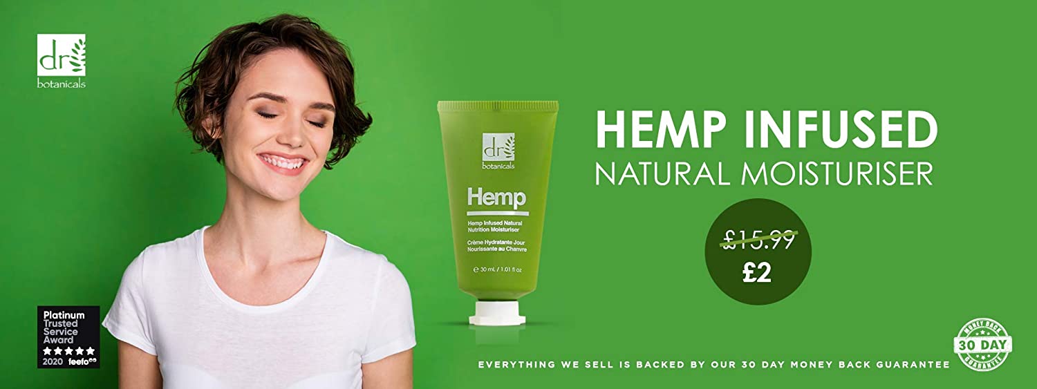 Dr Botanicals Natural Hemp Infused Natural Nutrition Moisturiser with Cocoa Butter, Hemp Seed Oil 30ml, Green, 30 g (Pack of 1) - Image 3