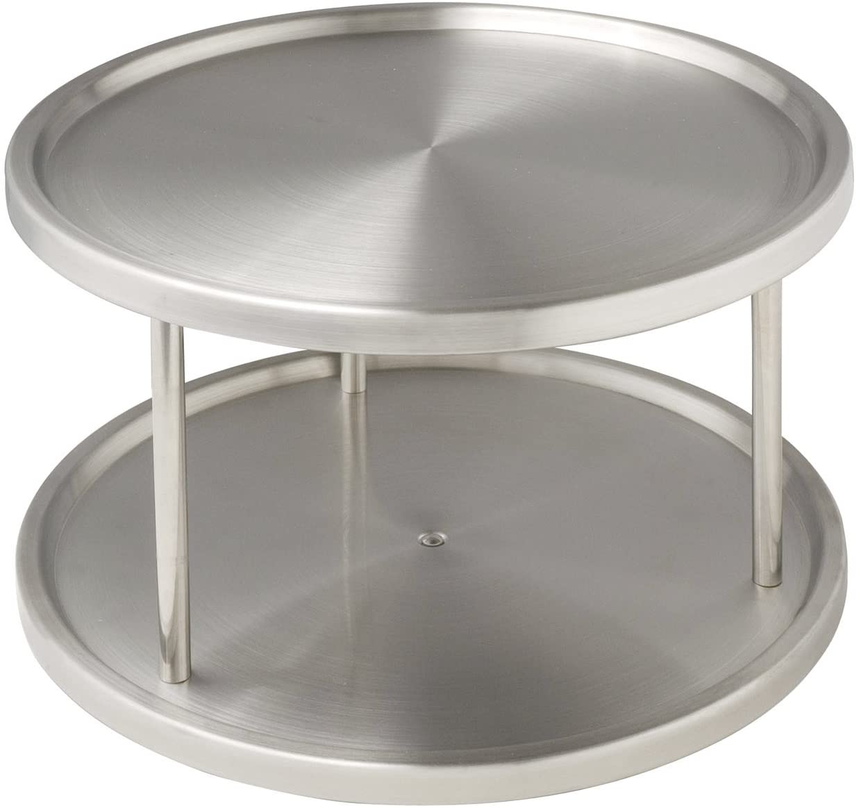 WENKO Cupboard Carousel Duo-2 Rotating Storage Areas, Stainless steel, Silver matt, 26.5 x 26.5 x 15.5 cm