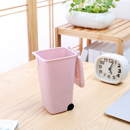 TOYMYTOY Office Trash Can, Desktop Mini Trash Bin, Garbage Bin Set Pencil Cup Holder with Lips & Wheels(4PCS) - Image 4
