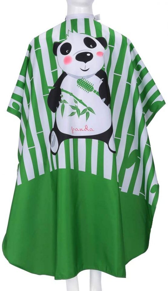 KaHot Haircut Salon Hairdressing Cape Panda Pattern for Kids Child Styling Polyester Smock Cover Waterproof Shampoo & Cutting Household Capes with Snap Closure,37"×51"