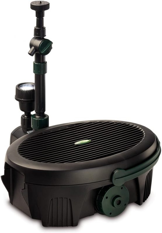 Blagdon Inpond 5-in-1 3000, 10w Pond Pump and Filter with UV Clarifier, LED Light, 3 Fountain Heads, for Ponds Up to 3,000L, black, 1051156