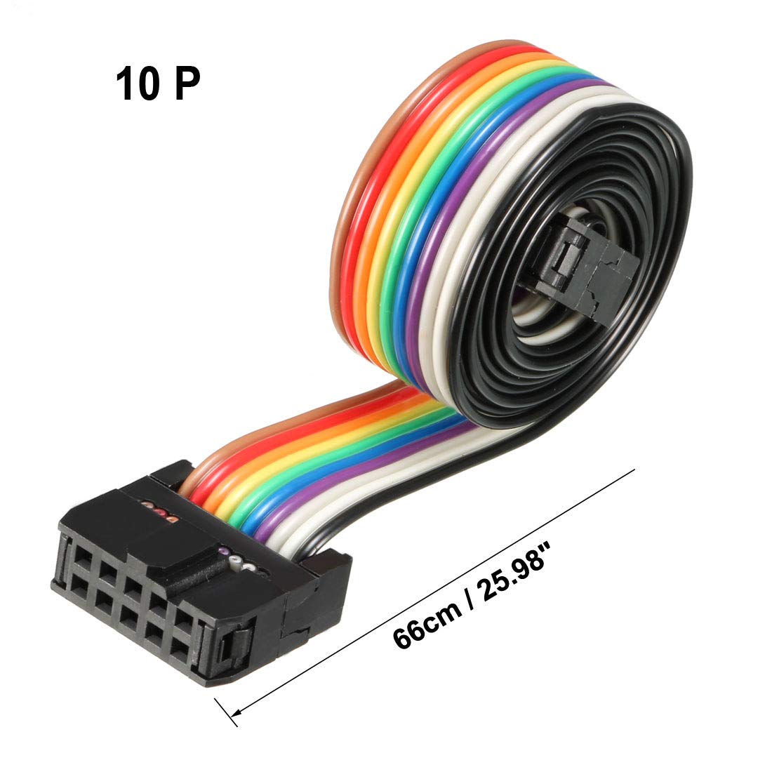 sourcing map IDC Rainbow Wire Flat Ribbon Cable 10 Pins 66cm Length 2.54mm Pitch Type-B, 10P-66cm - Image 2