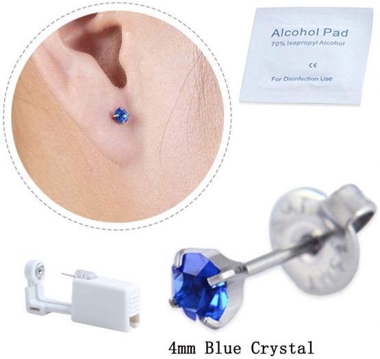 2 Pack Self Ear Piercing Gun Earring Disposable Ear Stud Gun Kit Sterile No Pain Ear Piercing