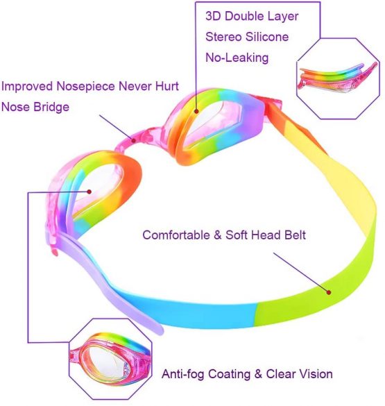 iToobe Kids Goggles,Swimming Goggles for Kids Age 3-14 Boys Girls Children Teens Swim Goggle, Clear Vision, Free Protection Case - Image 4