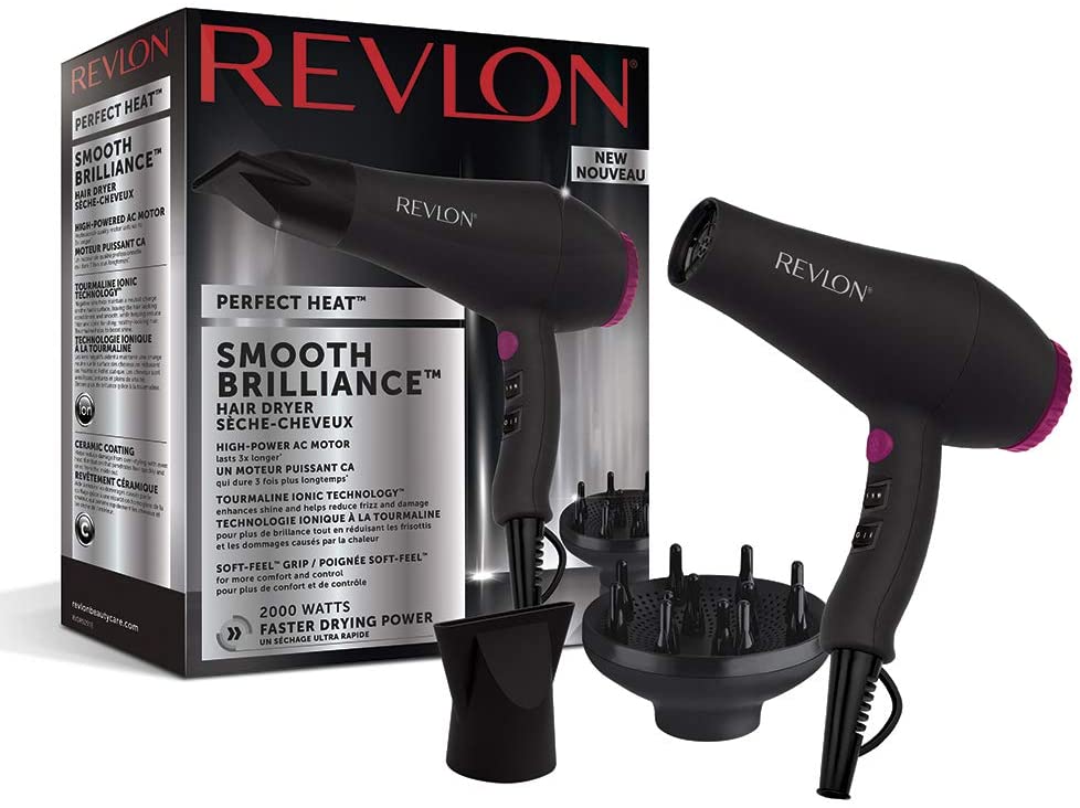 Revlon Perfect Heat 2000W Smooth Brilliance AC Motor Hair Dryer, RVDR5251, Black, 2000 W