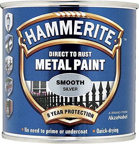 Hammerite Direct to Rust Metal Paint Smooth Silver Finish 250ml