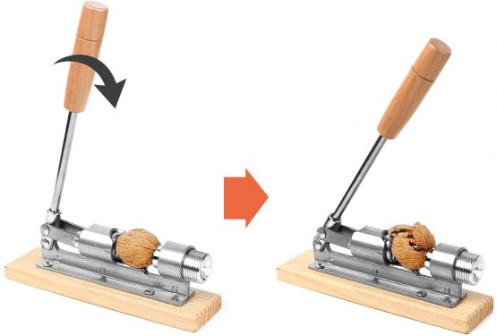 Anwenk Heavy Duty Nutcracker Pecan Nut Cracker Walnut Plier Opener Tool Desktop Wood Base & Handle - Image 2