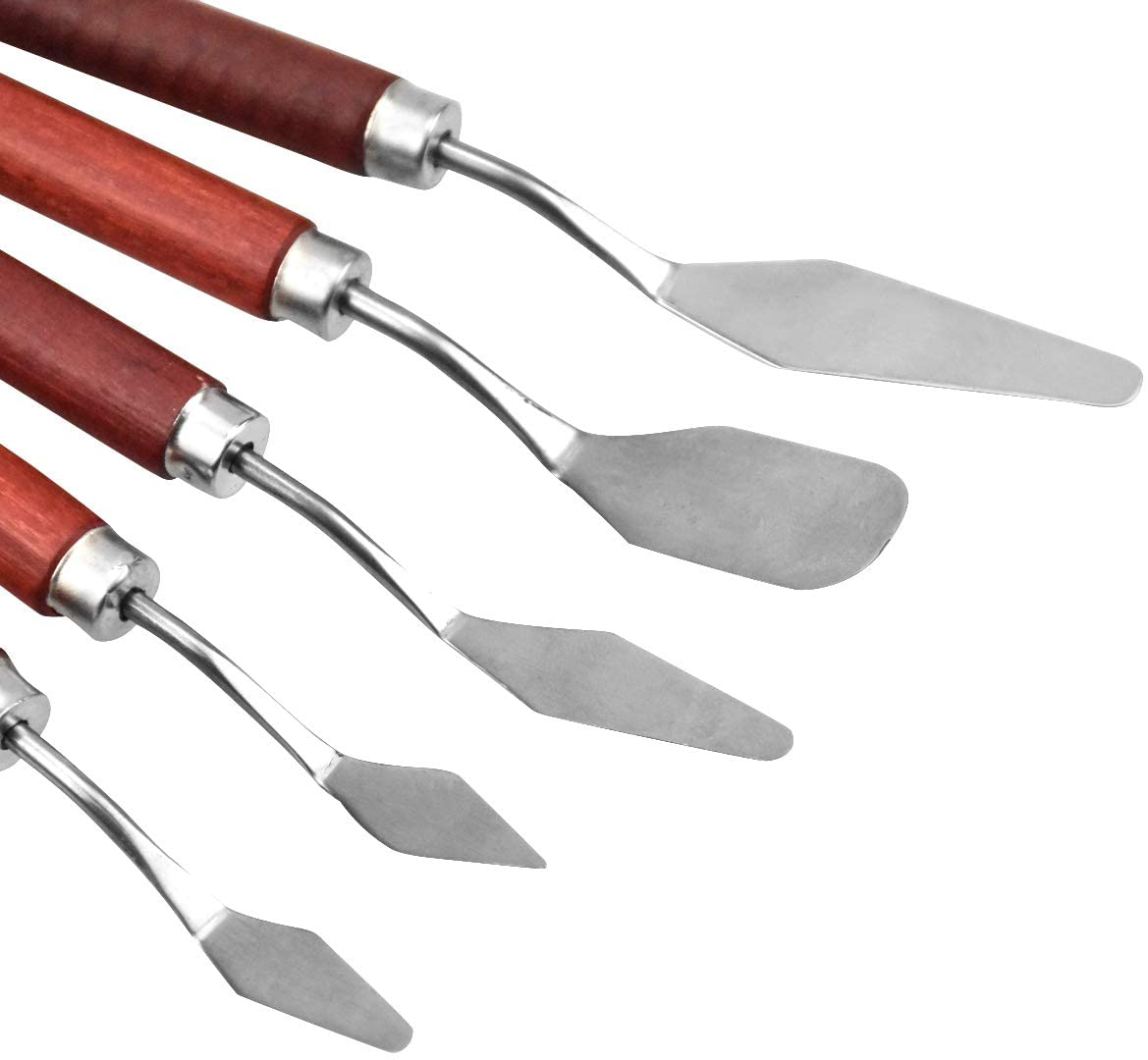 NANUCE Wood Palette Knife Set, Stainless Steel Oil Painting Mixing Scraper, Art Artist Oil Painting Spatula Mixing Spatula - Image 3