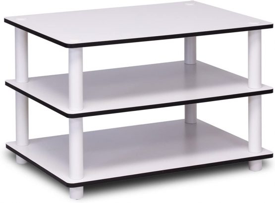 FURINNO 3-Tier No Tools Coffee Table, Wood, White/White, One Size