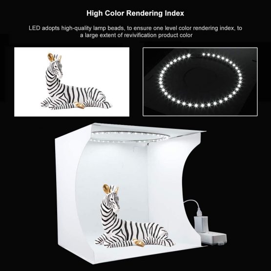PULUZ 30cm Portable Ring Light Photo Studio Light Box, Photography Shooting Light Tent Kit, White Lighting Softbox with 80pcs LED Lights + 6 Backdrops for Product Display - Image 2