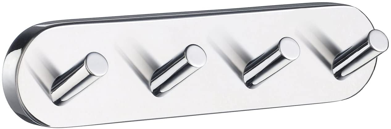 Smedbo "Home" Chromed Quadruple Towel Hook, Polished Chrome,17.8 x 4 x 4 cm, Silver