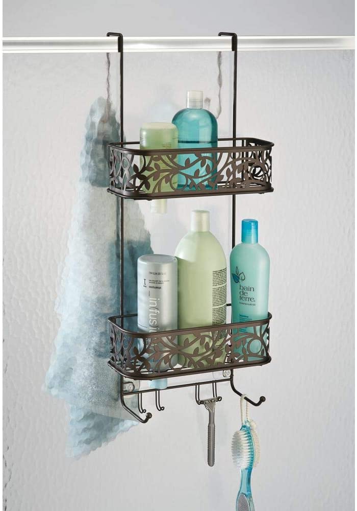 mDesign Compact Over Door Shower Caddy Toiletry Storage Shelves