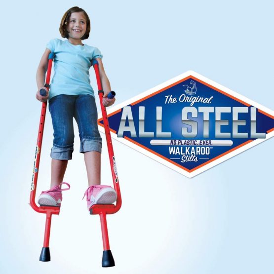 Geospace Original Walkaroo Steel Stilts by Air Kicks with Ergonomic Design for Easy Balance Walking (Blue) - Image 2