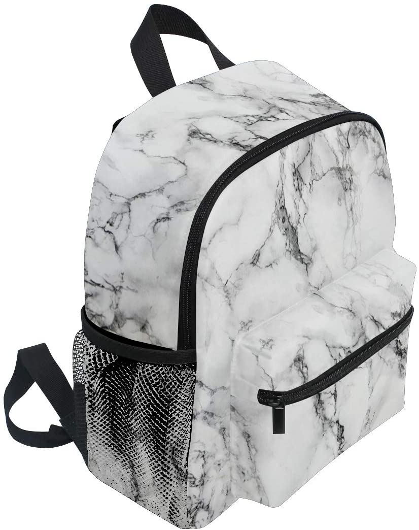 Mini Marble Backpack for Girls White Marble Stone Kids Preschool Backpacks Purse Kindergarten Book Bags for Teen Women - Image 3