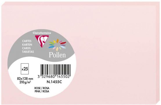 Clairefontaine Pollen Card, 82 x 128 mm, 210 g - Pink, Pack of 25