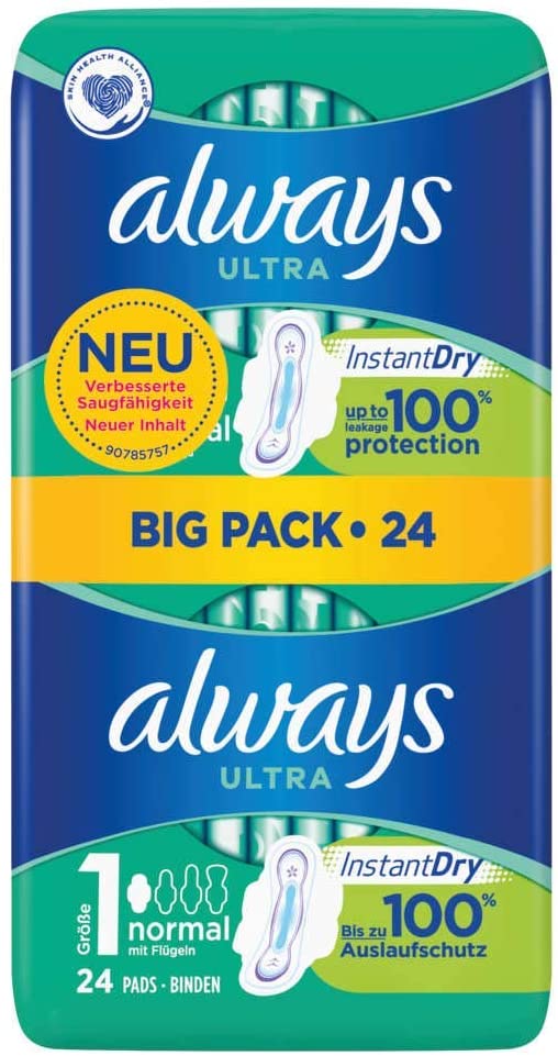 Always Ultra Standard Sanitary Pads, Size 1 (24 Count)