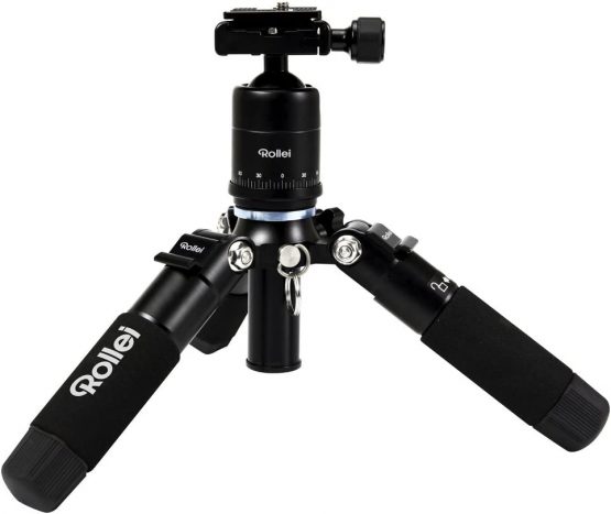 Rollei Compact Traveler Mini M 1 I Black I Light aluminium mini travel tripod I Small pack size photo tripod I Macro tripod with 780g weight I Arca Swiss quick release plate, ball head and tripod bag - Image 2