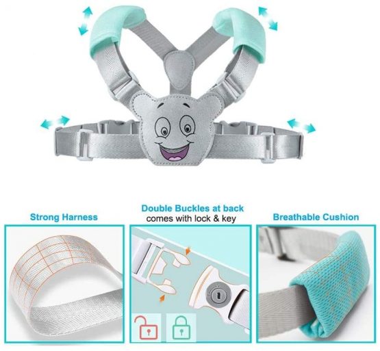 Eidyer Baby Reins Walking Backpack Harness for Toddlers, Kids, Anti Lost Safety Wrist Belt, 3-in-1, 1.5M Flexible Adjustable Child Walking Strap, 360°Rotation and Retractability Wrist Harness Set - Image 4