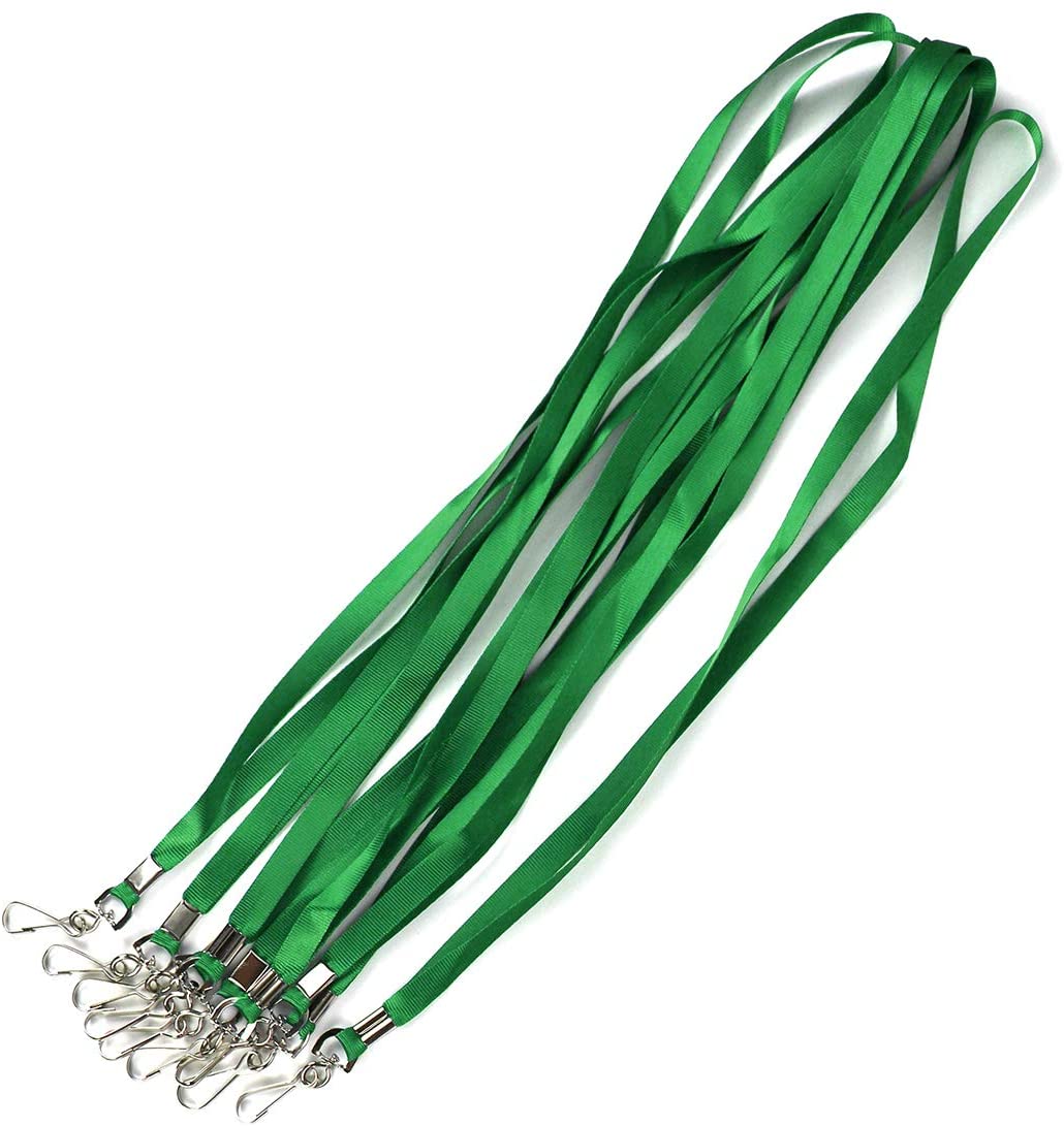 Bird Fiy Green Bulk Lanyards for Id Badges Nylon Neck Flat Lanyard for ID Name Badge Holder/Name Tag (Green, 50Pcs) - Image 4