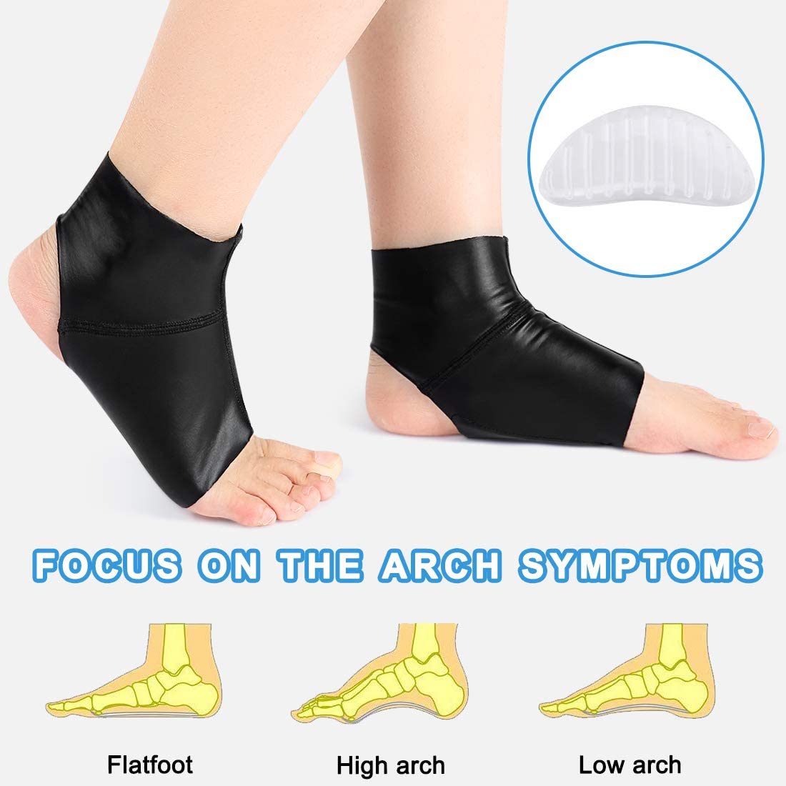 Arch Support Brace with Ankle Protector, Compression Flat Foot Socks ...